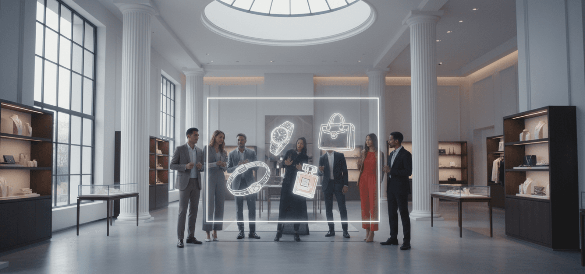 Immersive retail storefront with digital brand presence