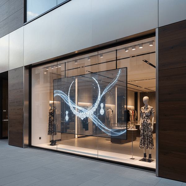 Retail window display with immersive digital brand presence
