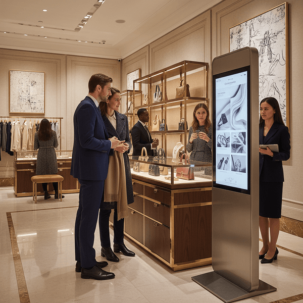 In-store product discovery experience with a digital display