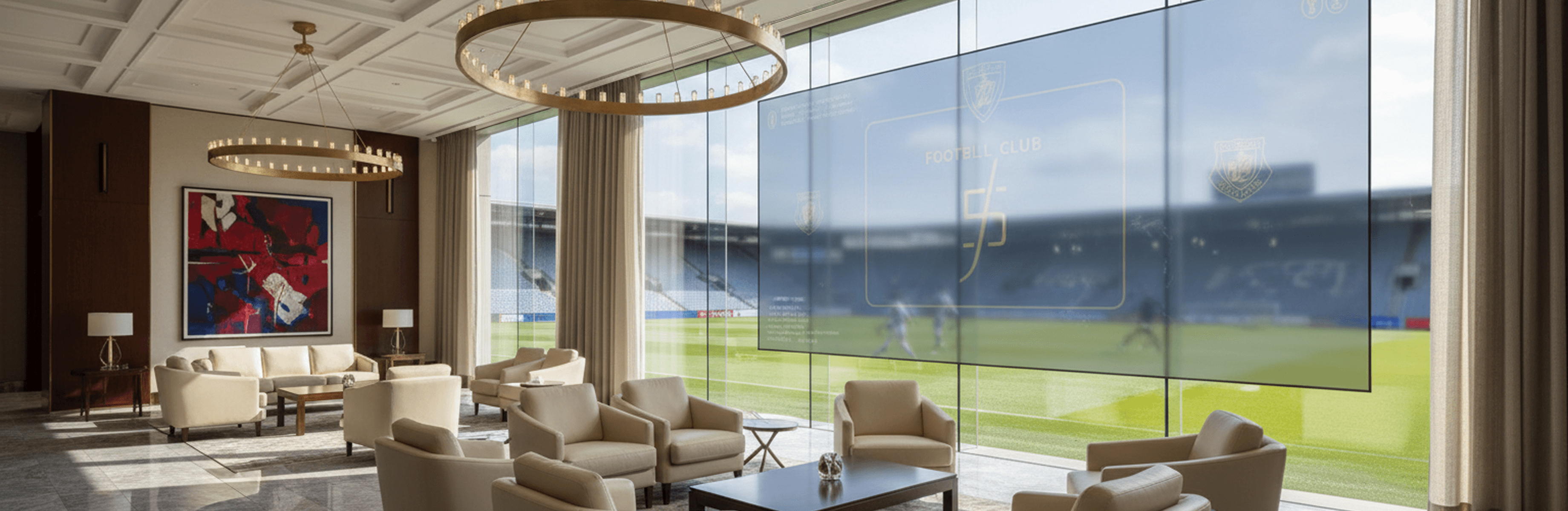 Unit OLED transparent display for football club environments