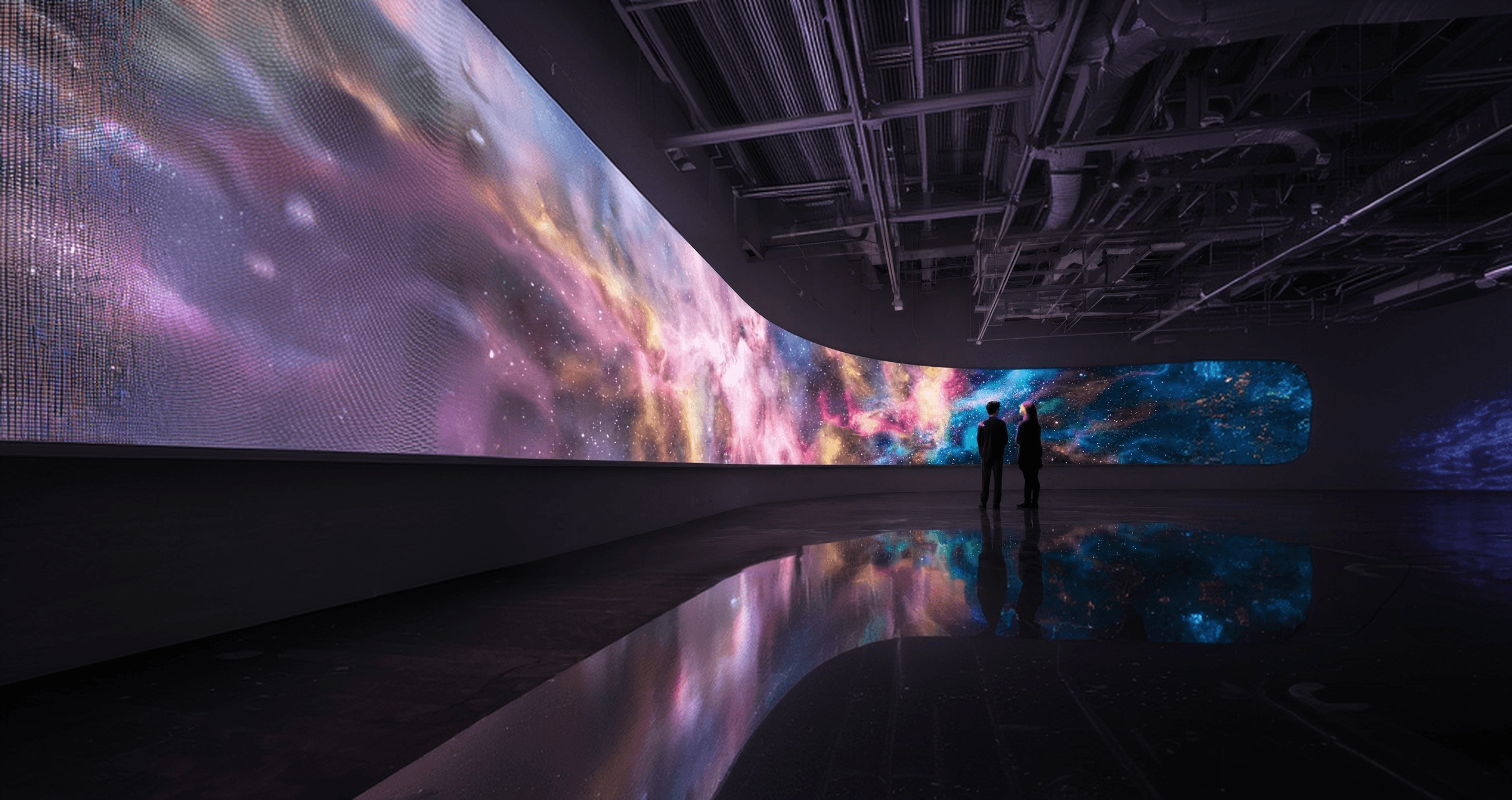 UNIT installation with a curved cosmic LED wall